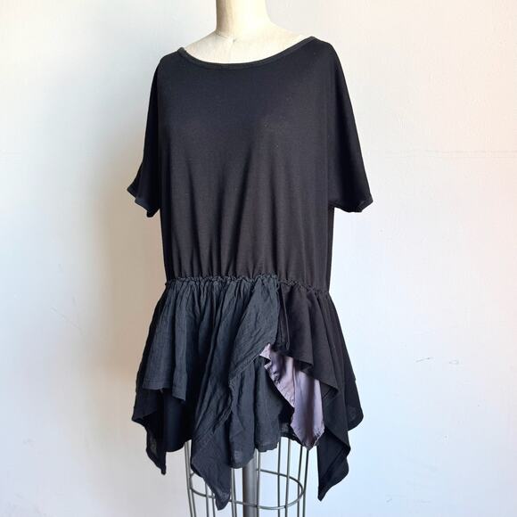 Vintage 2000s JERRY HALL Mini Dolman Tunic/Dress with Tiered Ruffled Skirt - Picture 1 of 10